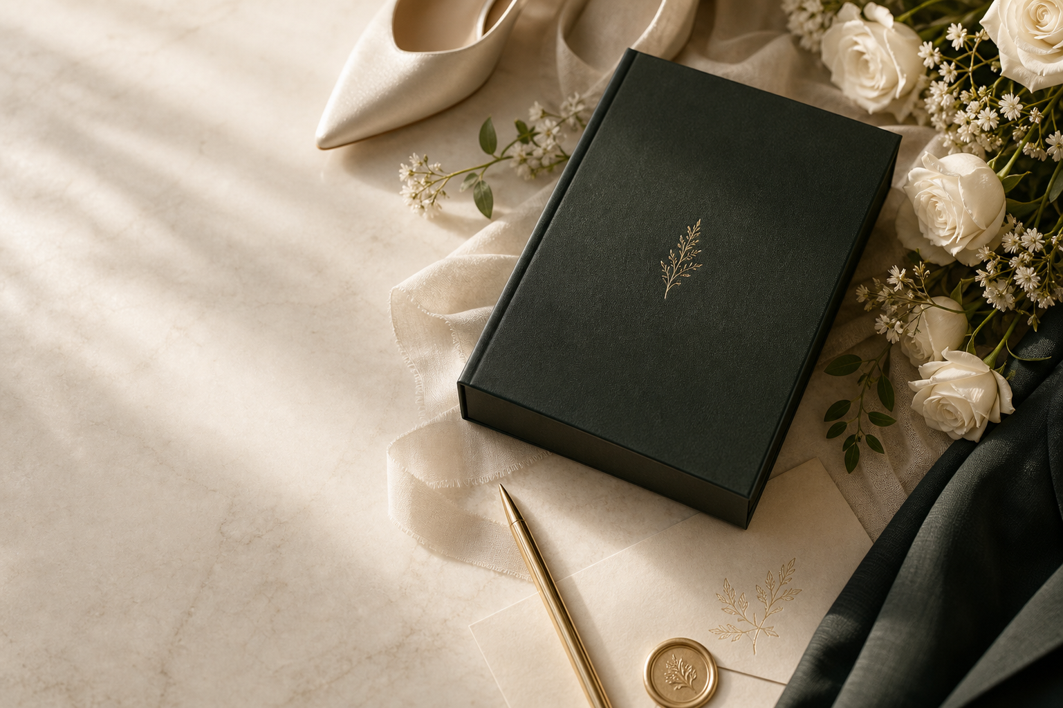 Couple reviewing wedding details